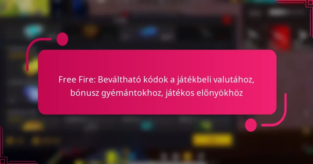 Free Fire: Beváltható kódok a játékbeli valutához, bónusz gyémántokhoz, játékos előnyökhöz